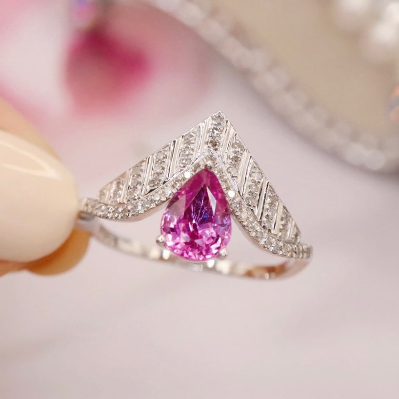 14K GOLD 1.15 CTW NATURAL PADPARADSCHA SAPPHIRE & DIAMOND RING - 3