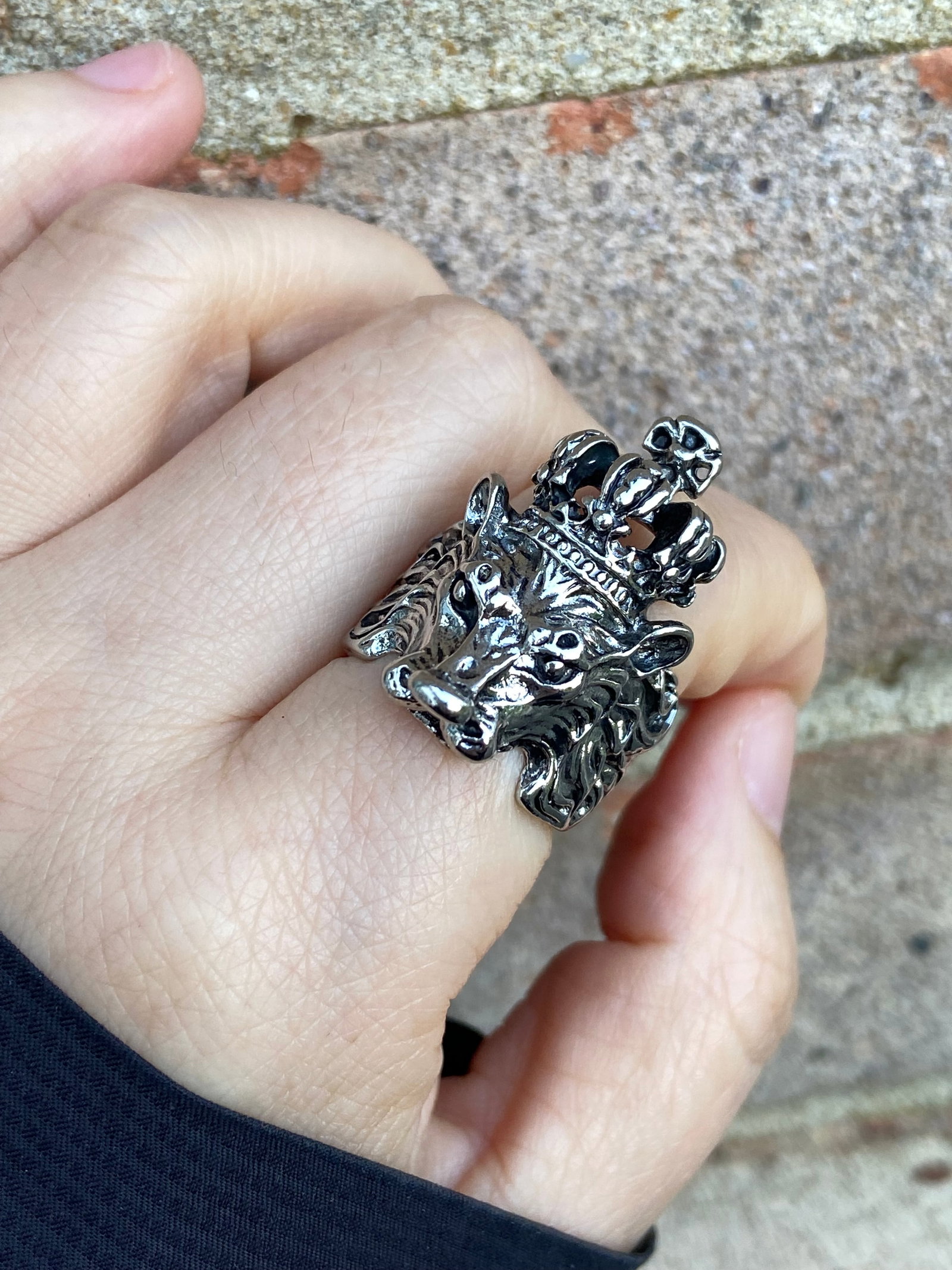 Hollow three-dimensional Lion King knuckle ring amulet ring - 2