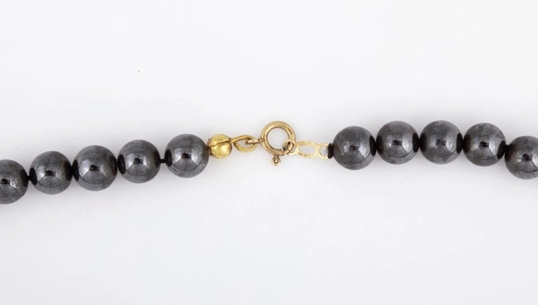 Hematite Bead and 14 kt Gold Bead Necklace - 4