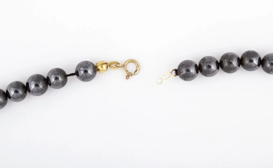 Hematite Bead and 14 kt Gold Bead Necklace - 5