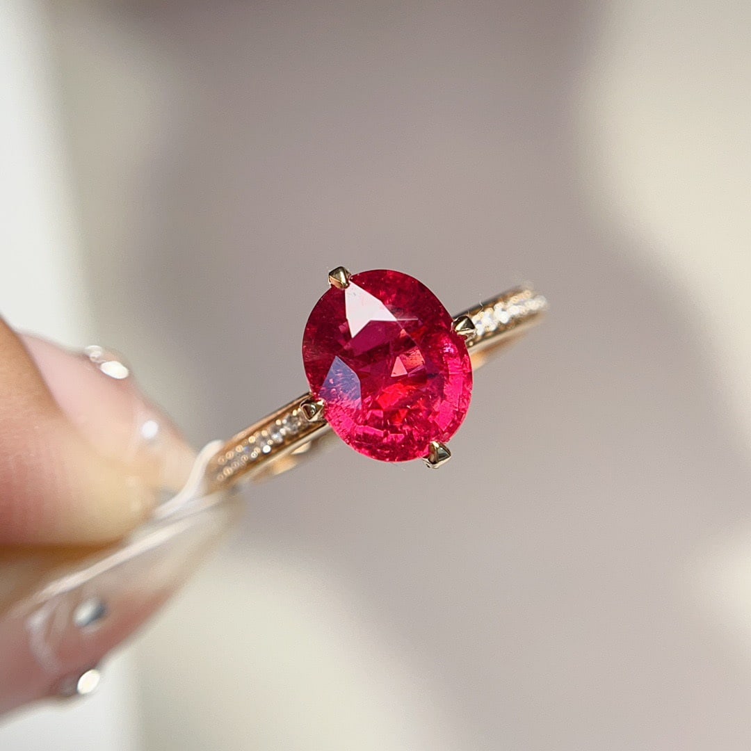14K GOLD 2.25 CT NATURAL TOURMALINE & DIAMOND RING - 2