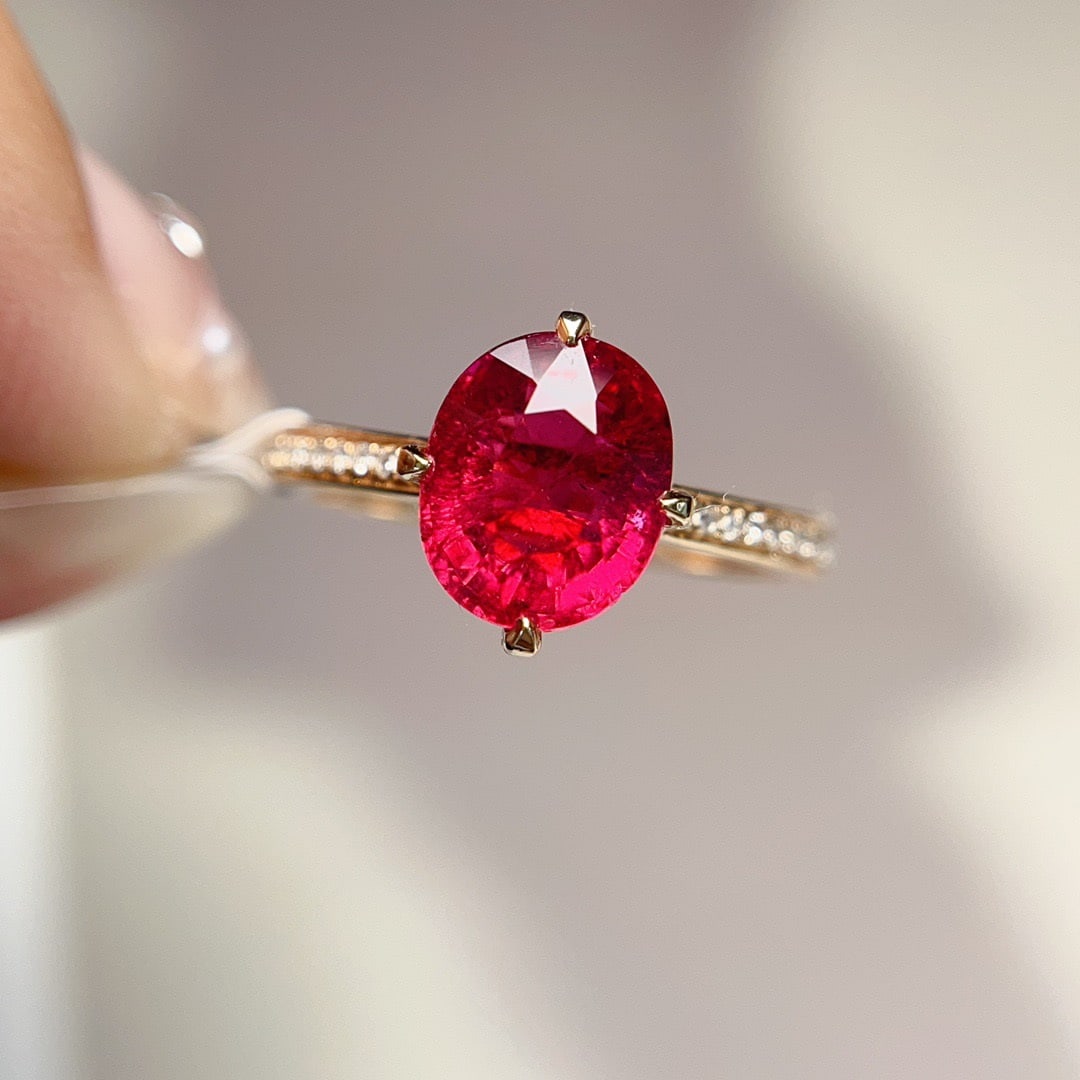 14K GOLD 2.25 CT NATURAL TOURMALINE & DIAMOND RING - 3