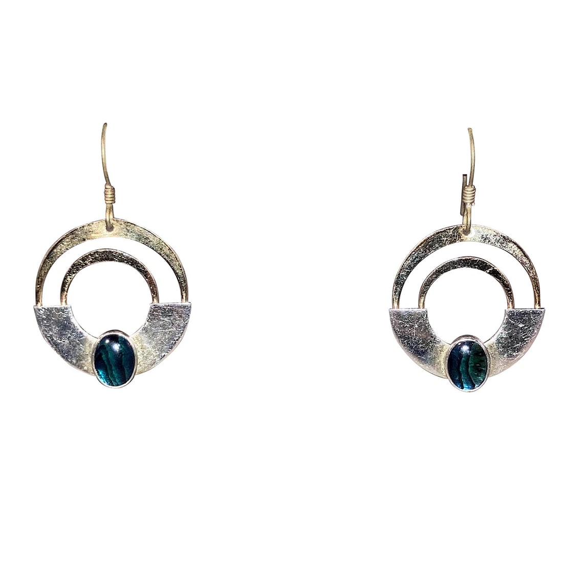 Sterling Gold Filled Shell Cabochon Dangle Earrings - 3