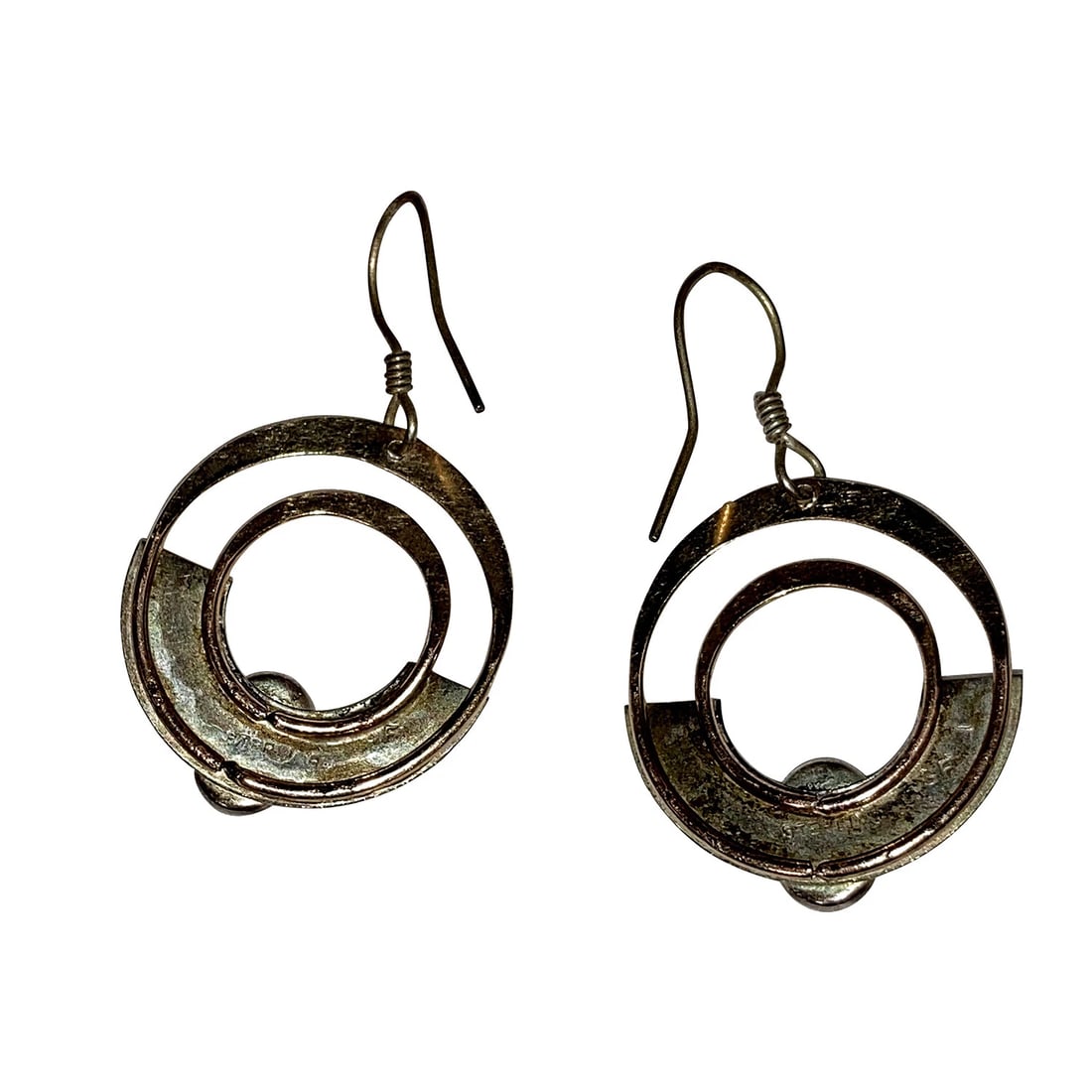Sterling Gold Filled Shell Cabochon Dangle Earrings - 6