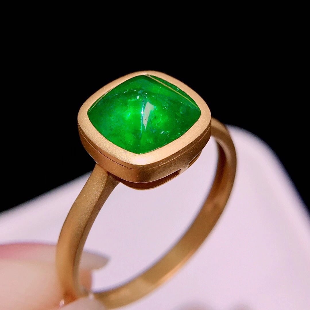 14K GOLD 2.2 CT VIVID GREEN NATURAL EMERALD RING - 2