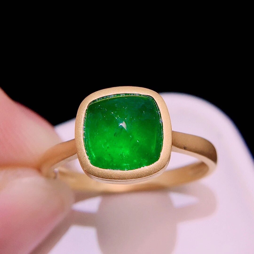14K GOLD 2.2 CT VIVID GREEN NATURAL EMERALD RING - 3