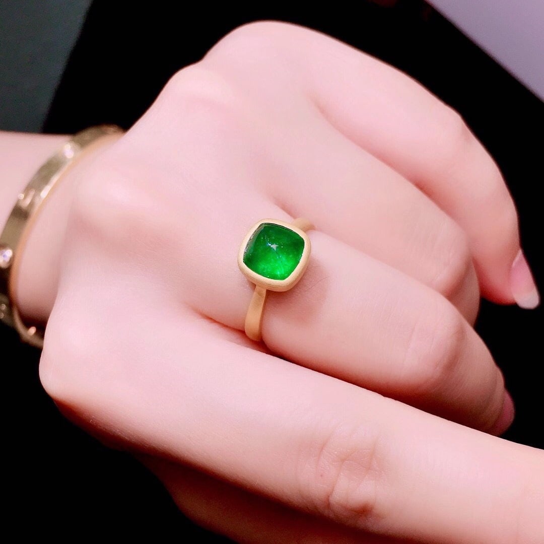 14K GOLD 2.2 CT VIVID GREEN NATURAL EMERALD RING - 4