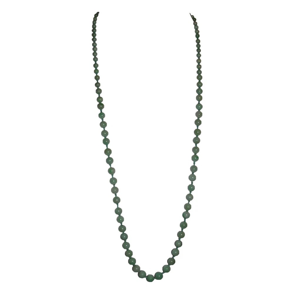 Victorian Green Jadeite Jade Bead Flapper Necklace - 3