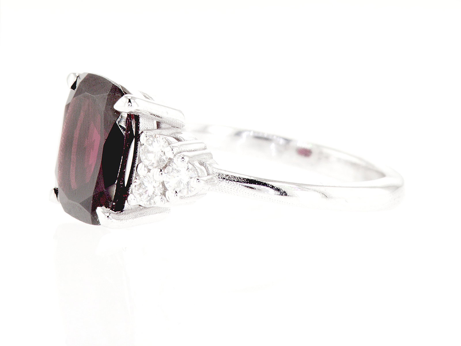 3.12cttw Natural Garnet & Natural Diamond Ring 14K White Gold 4.31 gr - 3