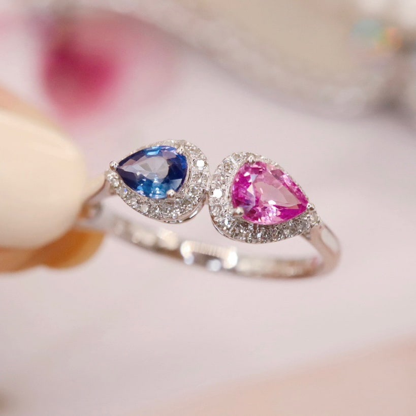 14K GOLD 0.83 CTW NATURAL SAPPHIRE & DIAMOND RING - 3