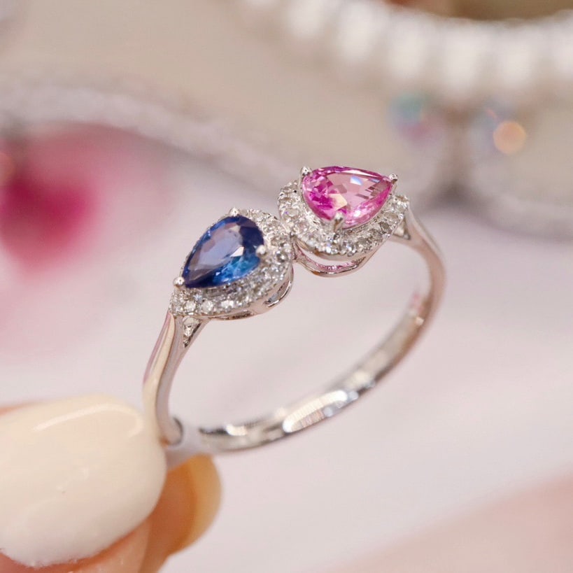 14K GOLD 0.83 CTW NATURAL SAPPHIRE & DIAMOND RING - 4