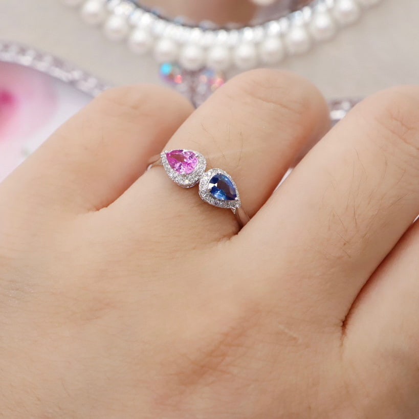 14K GOLD 0.83 CTW NATURAL SAPPHIRE & DIAMOND RING - 6