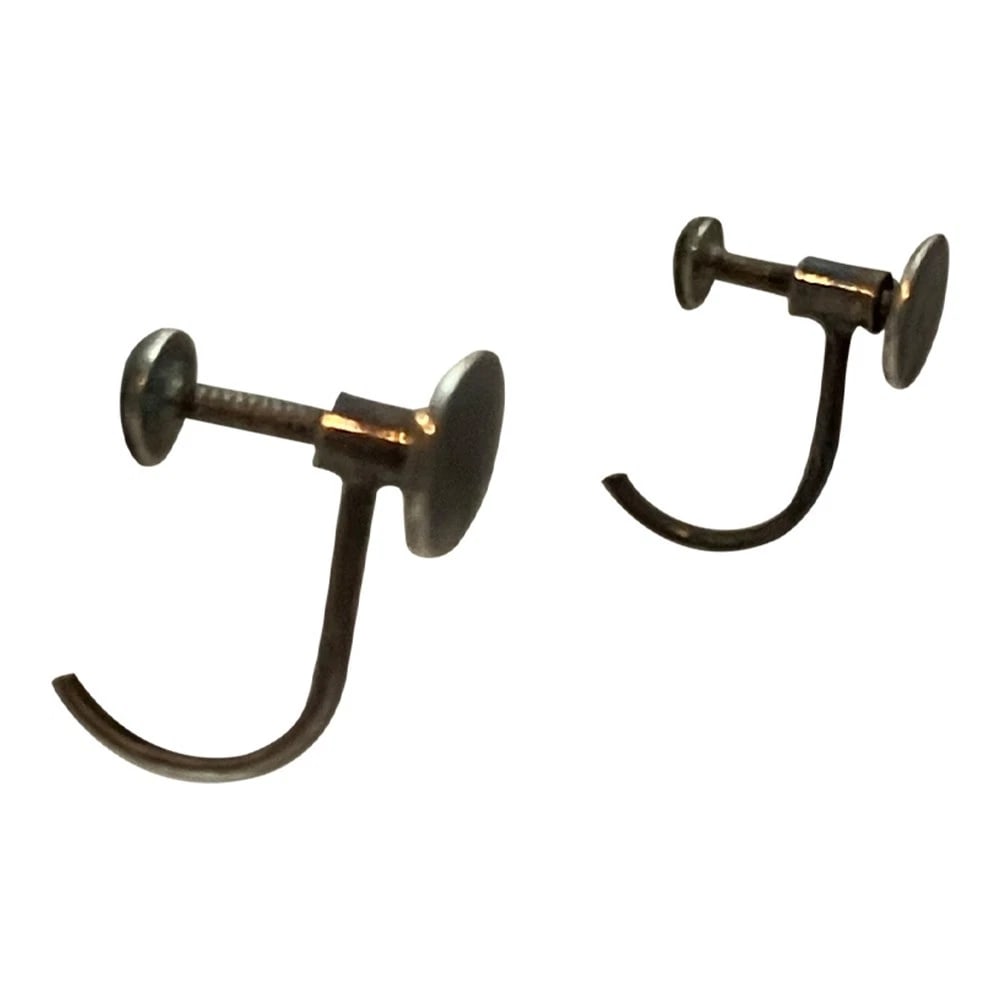 Georgian Sterling Silver French Paste Screw On Earrings - 9