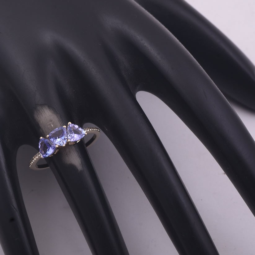 1.13 Ct Trillion Tanzanite 9K Gold Ring - 2