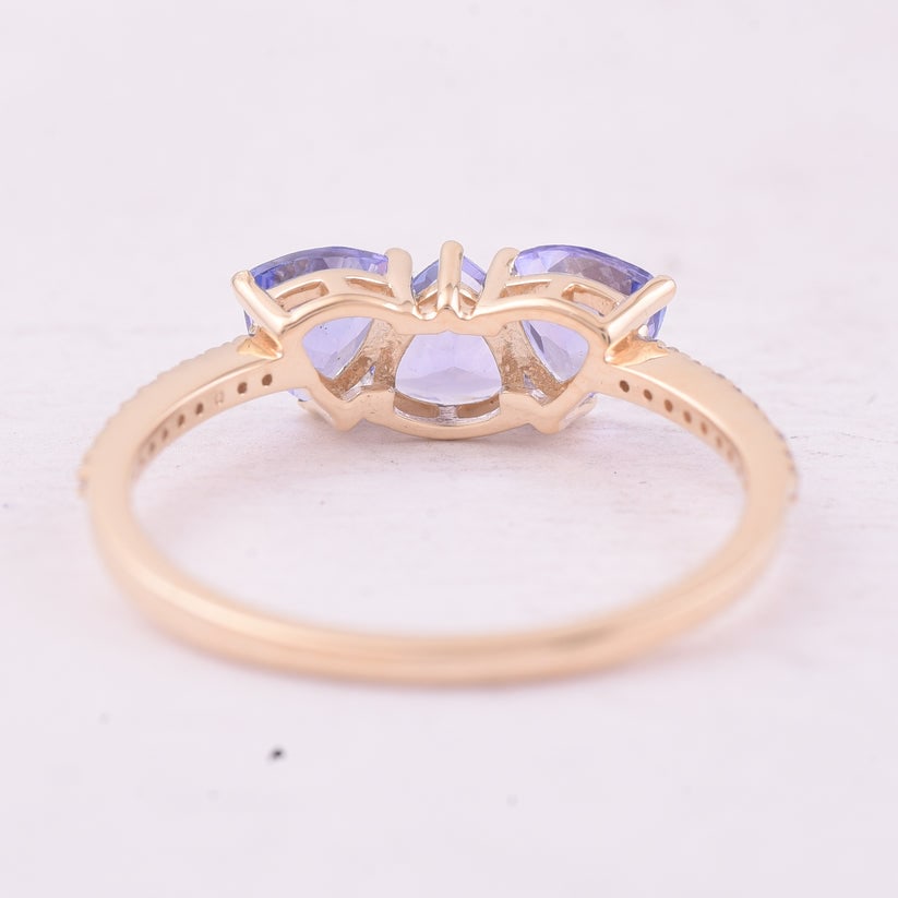 1.13 Ct Trillion Tanzanite 9K Gold Ring - 3