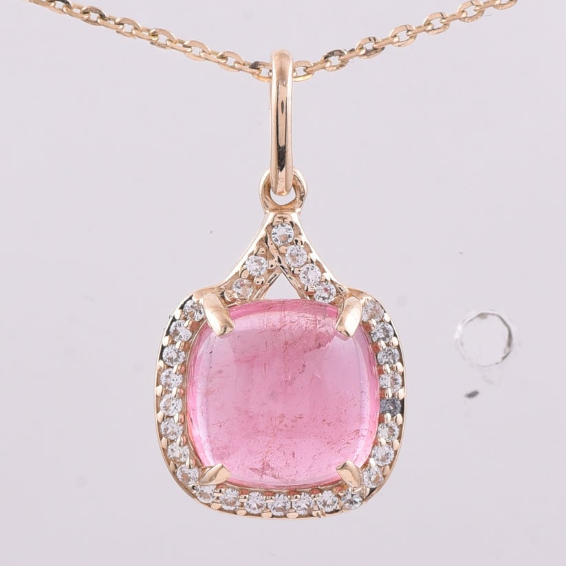 2.26 Ct Cushion Tourmaline 9K Gold Pendant