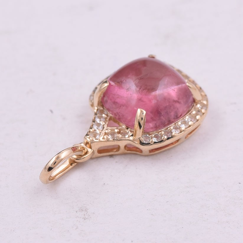 2.26 Ct Cushion Tourmaline 9K Gold Pendant - 3