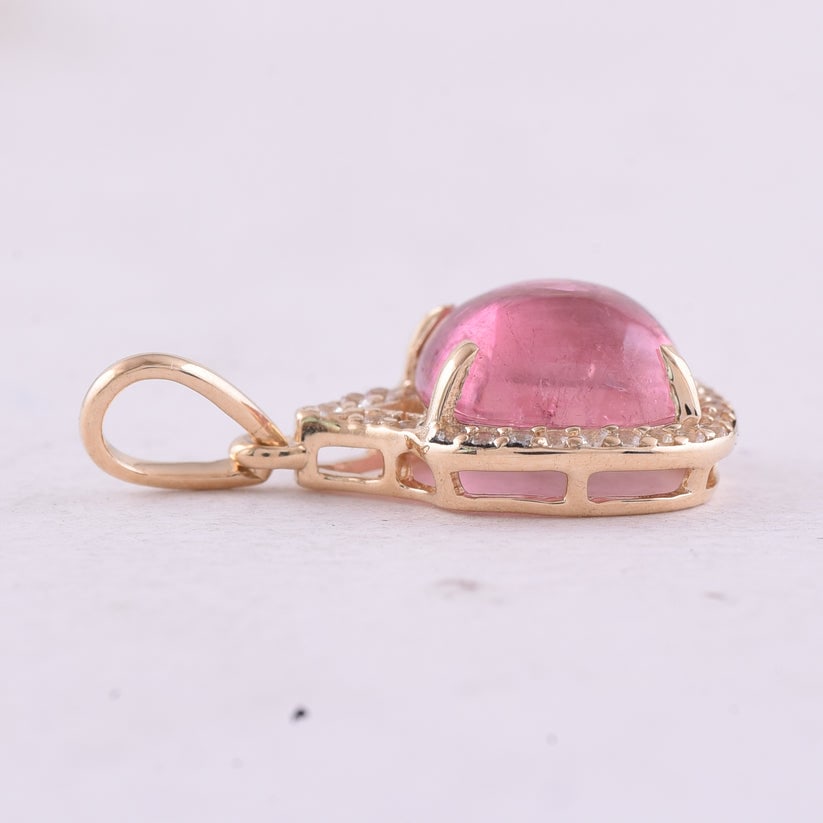 2.26 Ct Cushion Tourmaline 9K Gold Pendant - 4