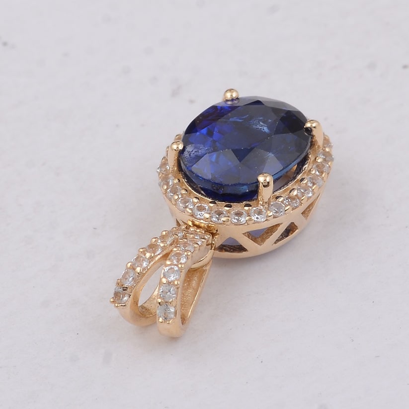 2.26 Ct Oval Sapphire 9K Gold Pendant - 2