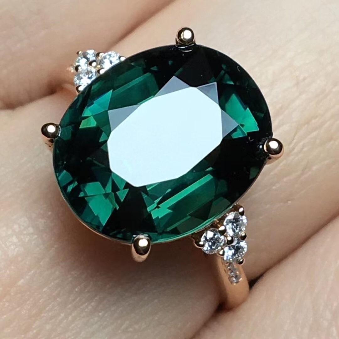14K GOLD 6.1 CT NATURAL TOURMALINE & DIAMOND RING - 3