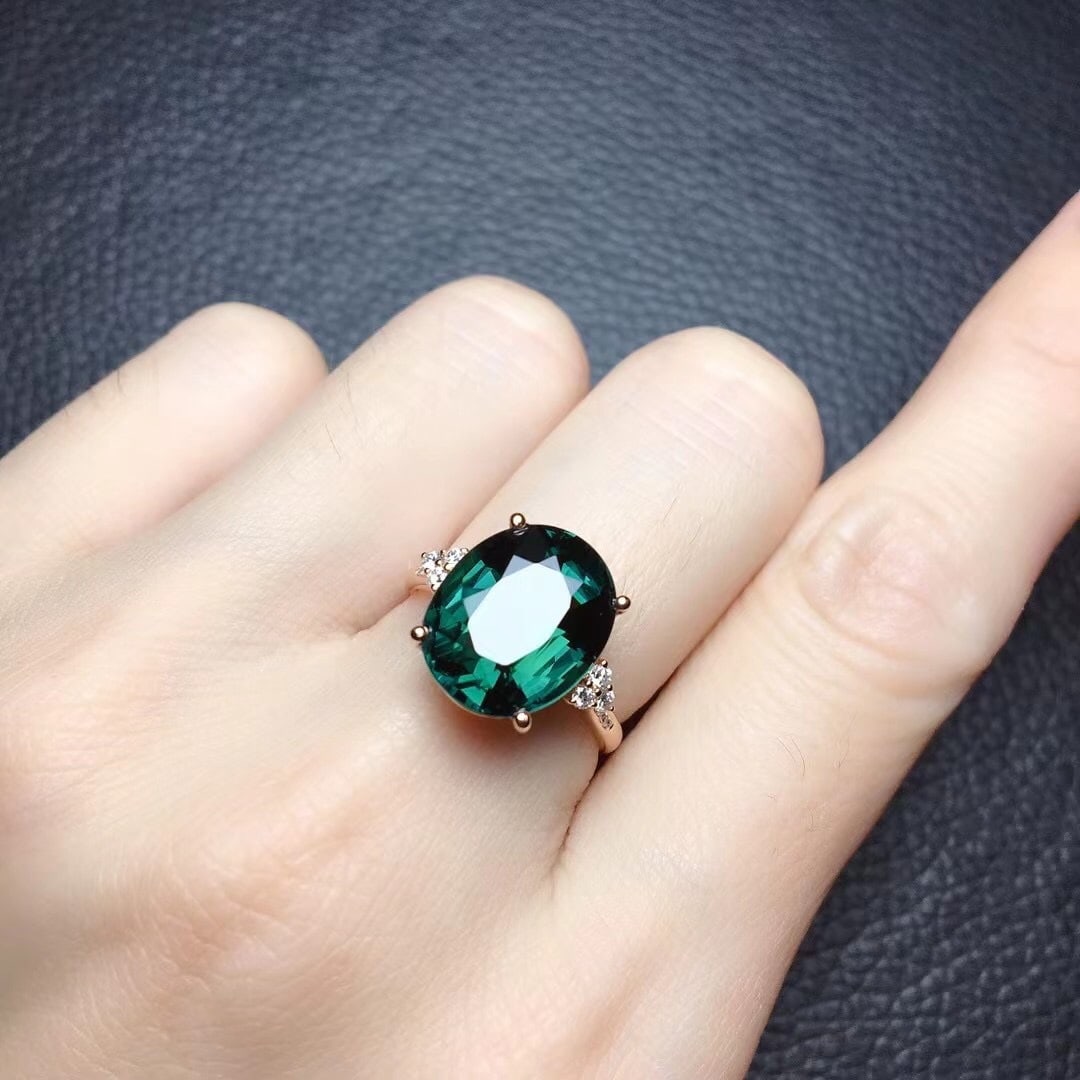 14K GOLD 6.1 CT NATURAL TOURMALINE & DIAMOND RING - 4