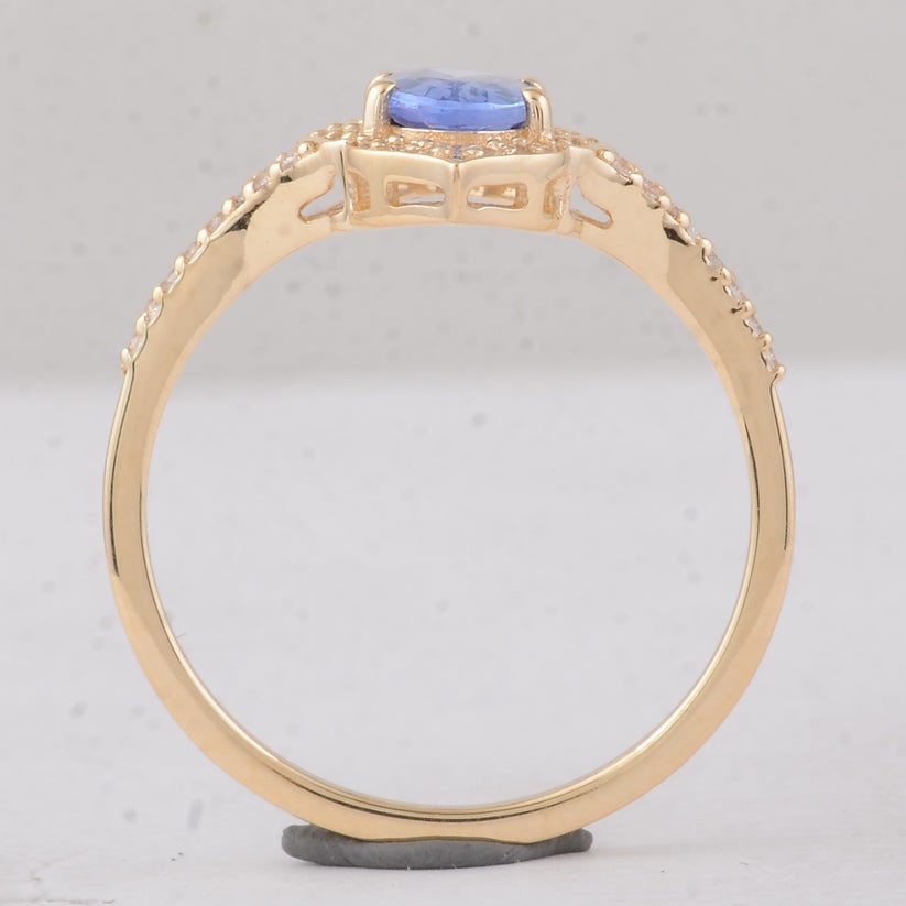 1.13 Ct Oval Sapphire 9K Gold Ring - 3