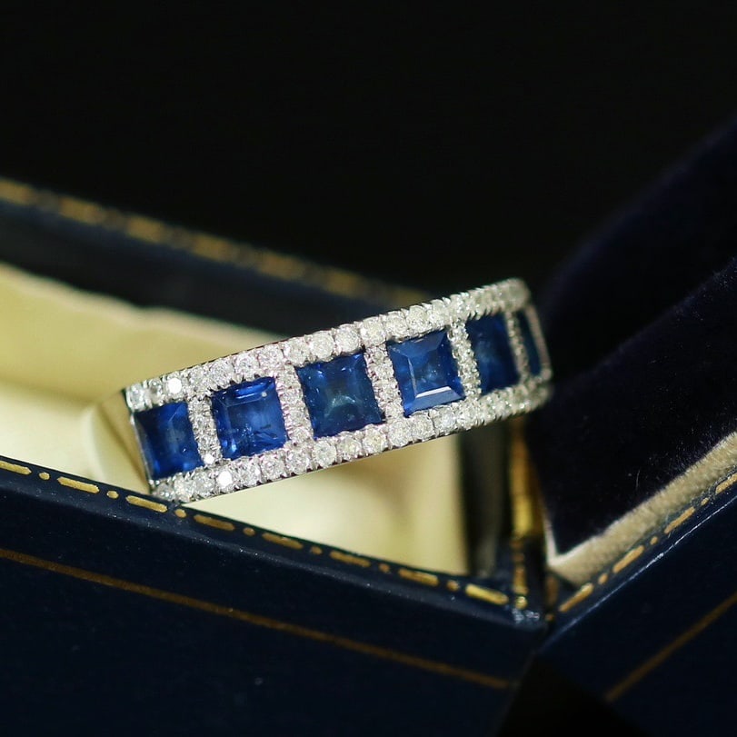 14K GOLD 1.80 CTW NATURAL SAPPHIRE & DIAMOND RING - 2