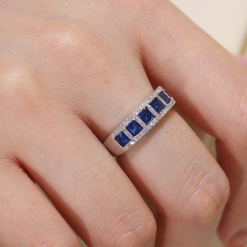 14K GOLD 1.80 CTW NATURAL SAPPHIRE & DIAMOND RING - 5
