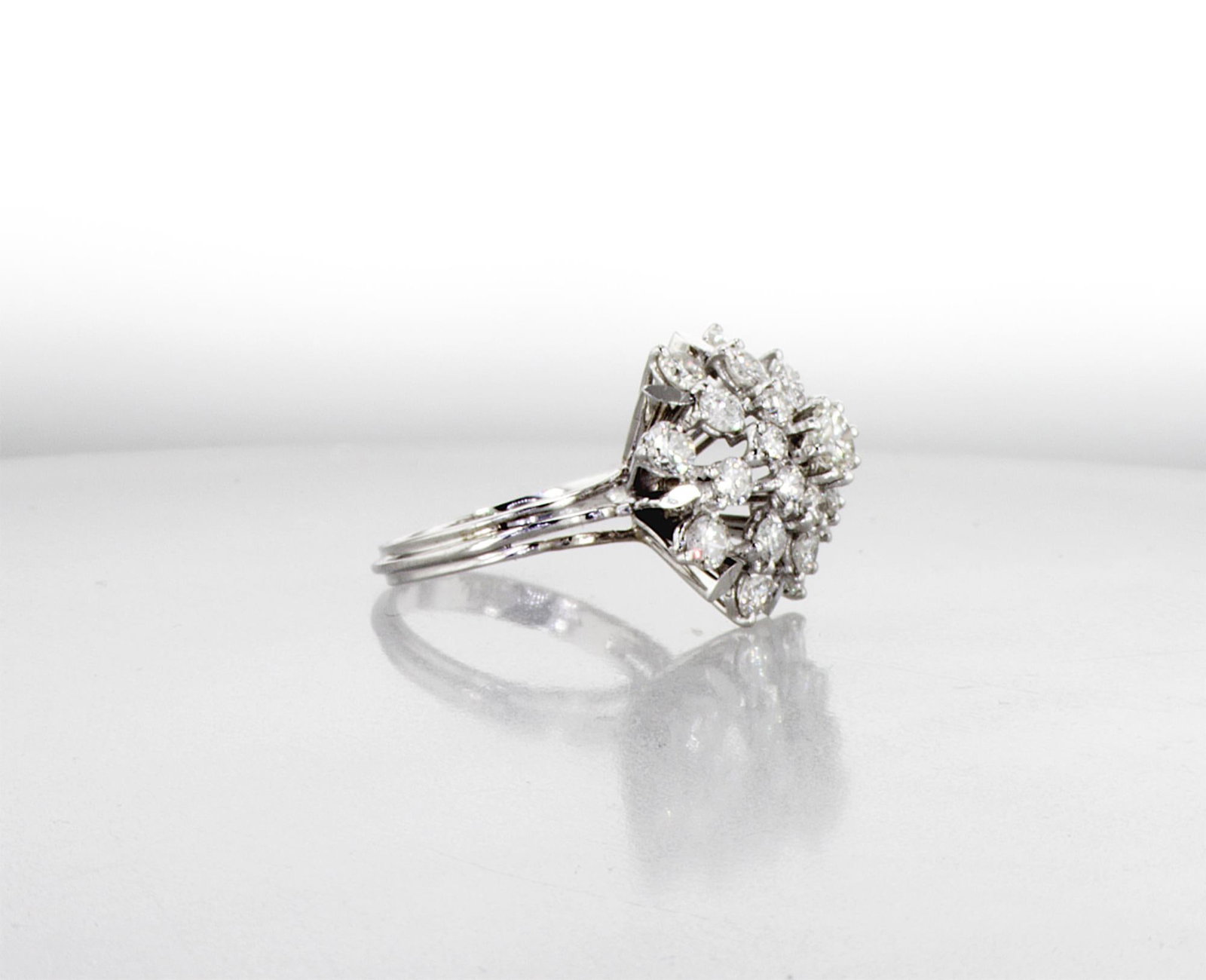 2.50cttw Natural Diamond & Natural Diamond Ring 18K White Gold 6.18 gr - 5
