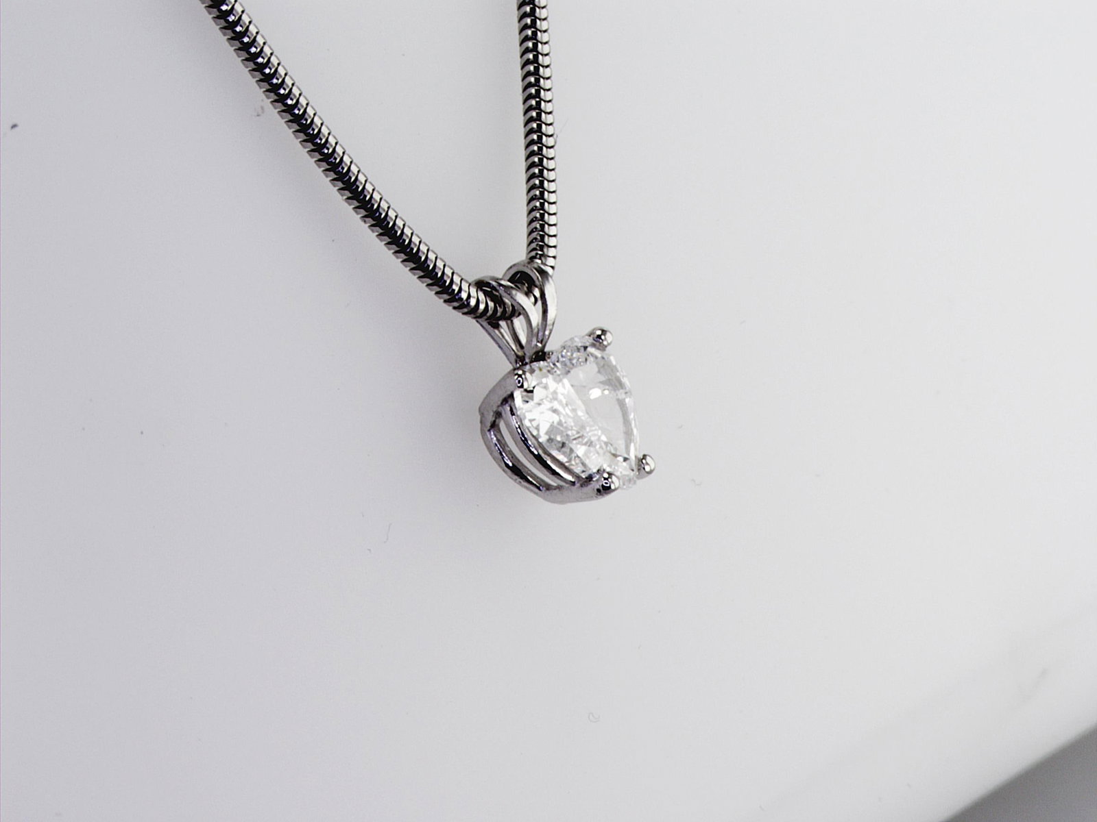 1.01cttw Natural Diamond Necklace 18K/14K White Gold 6.17 gr - 6
