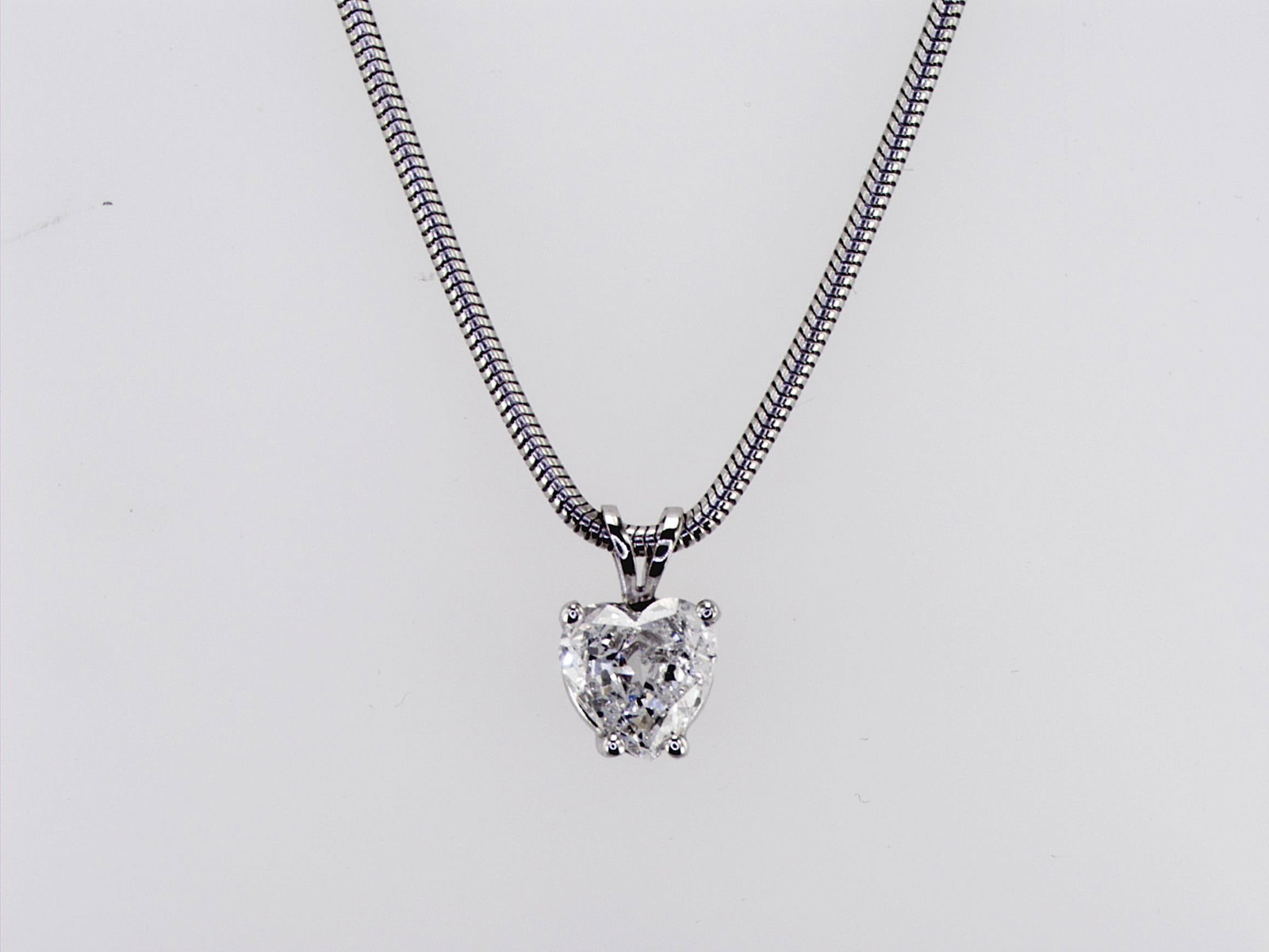 1.01cttw Natural Diamond Necklace 18K/14K White Gold 6.17 gr - 7