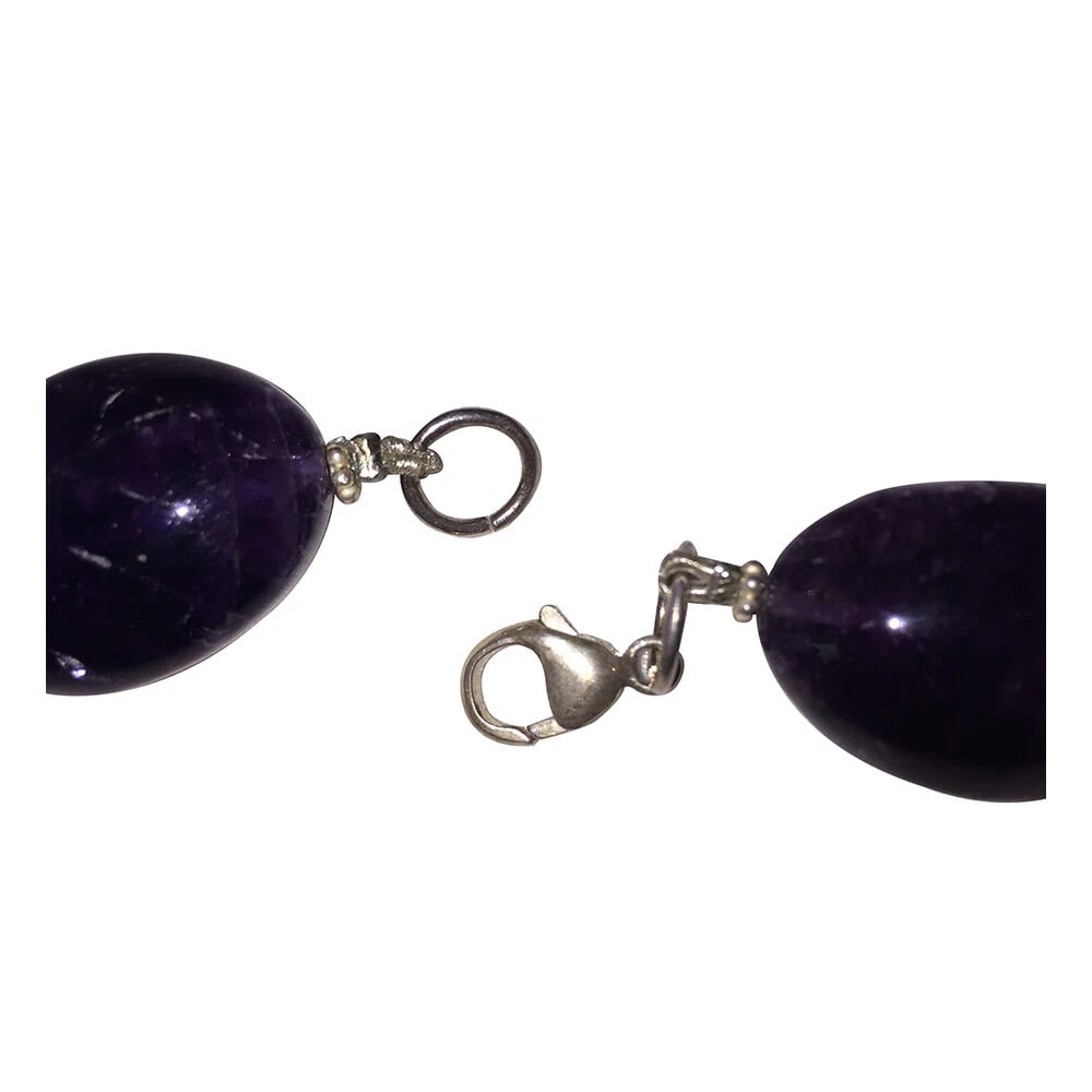 Amethyst Deep Purple Bead Necklace with Sterling Bead Accents - 5
