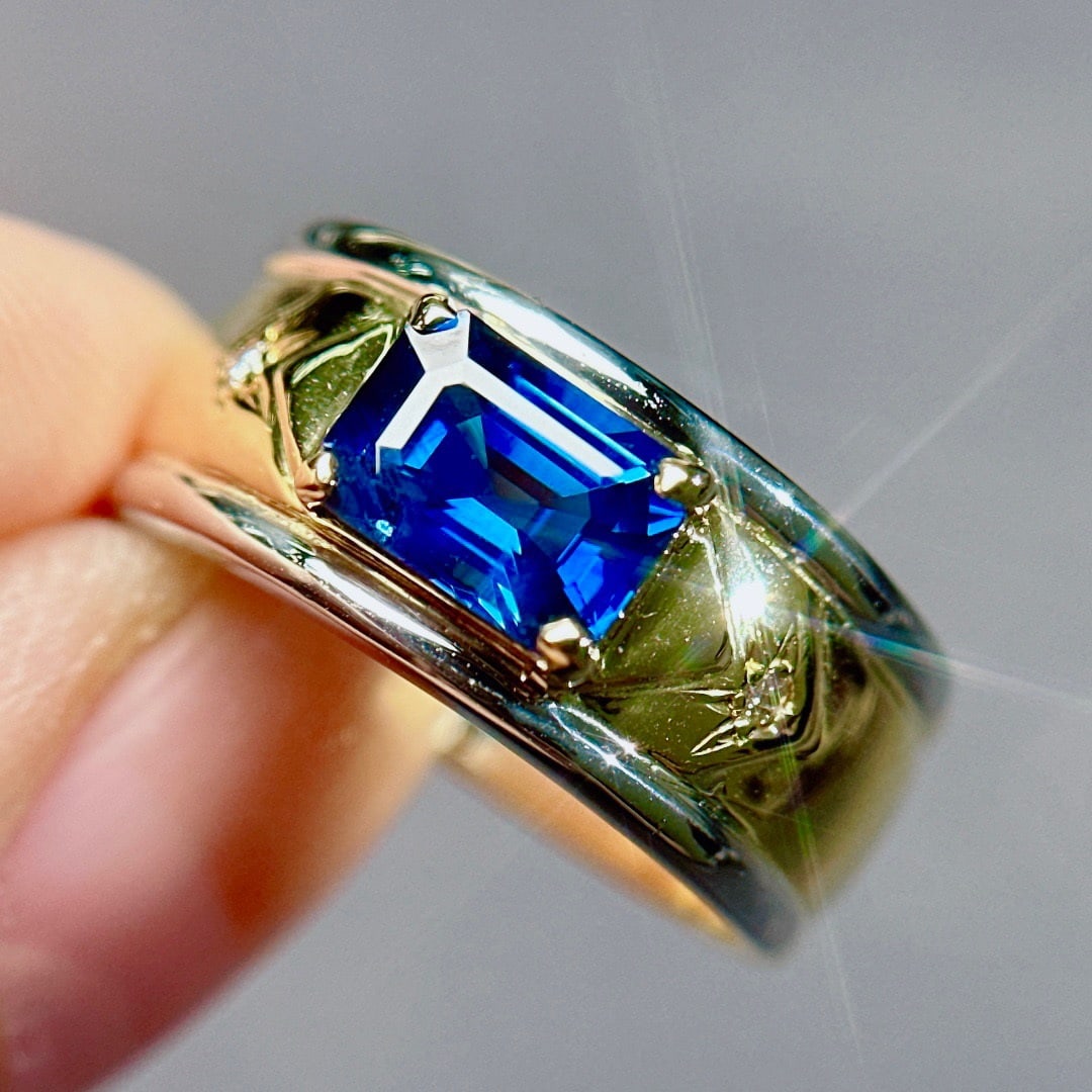 14K GOLD 1.32 CTW NATURAL SAPPHIRE & DIAMOND RING - 4