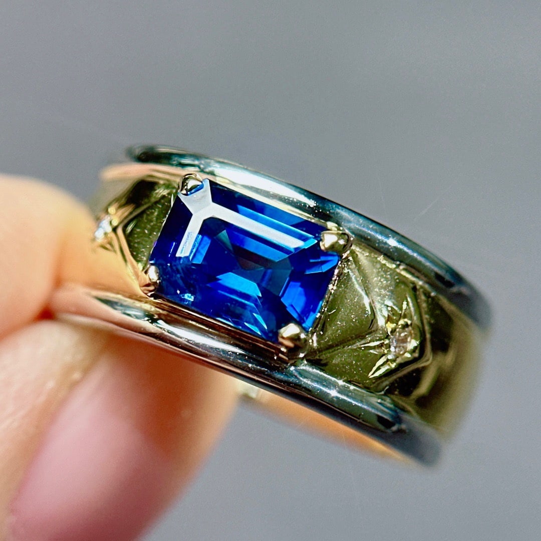 14K GOLD 1.32 CTW NATURAL SAPPHIRE & DIAMOND RING - 5