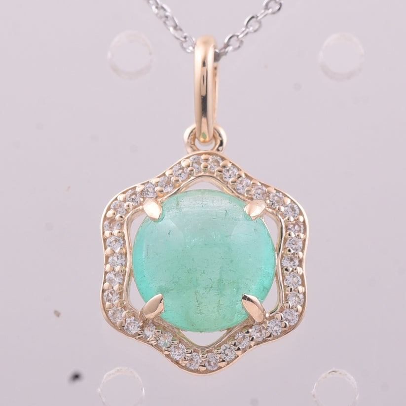 2.00 Ct Round Emerald 9K Gold Pendant