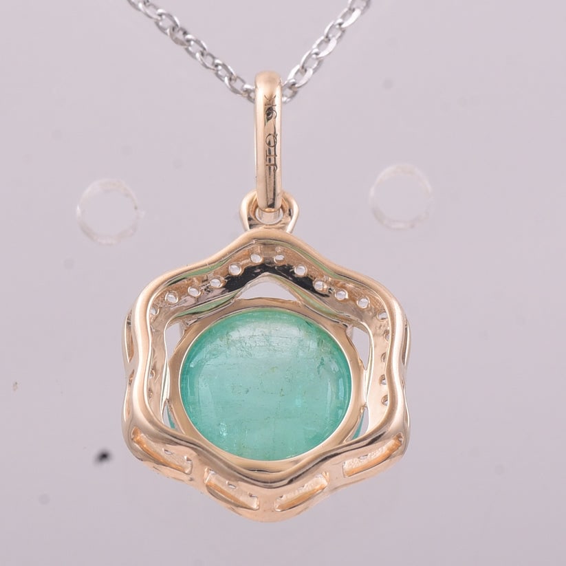 2.00 Ct Round Emerald 9K Gold Pendant - 2