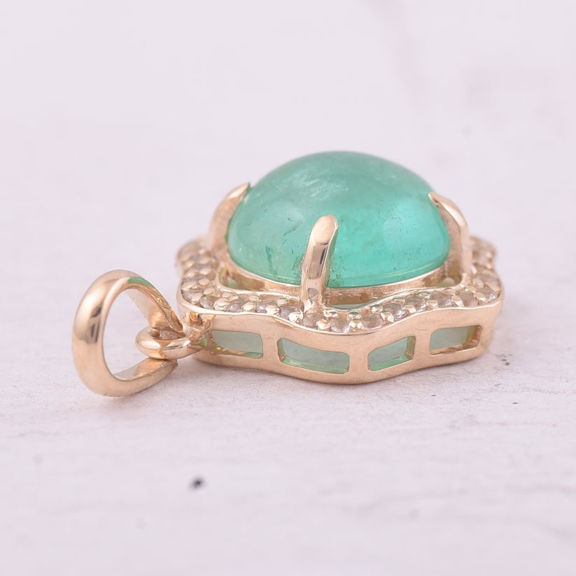 2.00 Ct Round Emerald 9K Gold Pendant - 4