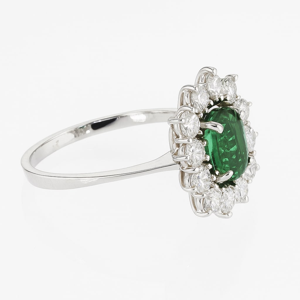 2.26cttw Natural Emerald & Natural Diamond Ring 14K White Gold 3.65 gr - 4