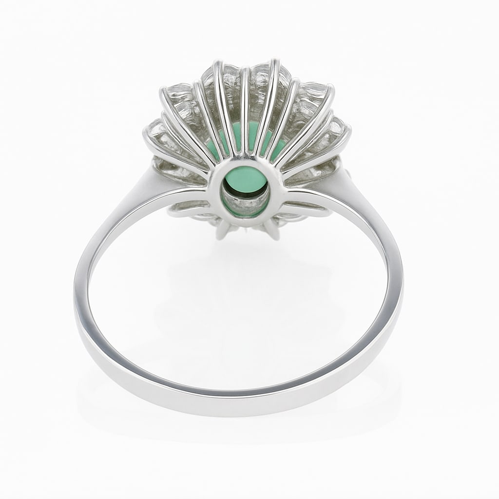 2.26cttw Natural Emerald & Natural Diamond Ring 14K White Gold 3.65 gr - 6