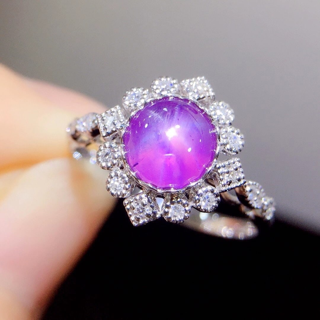 14K GOLD 1.97 CTW NATURAL STAR SAPPHIRE & DIAMOND RING - 2