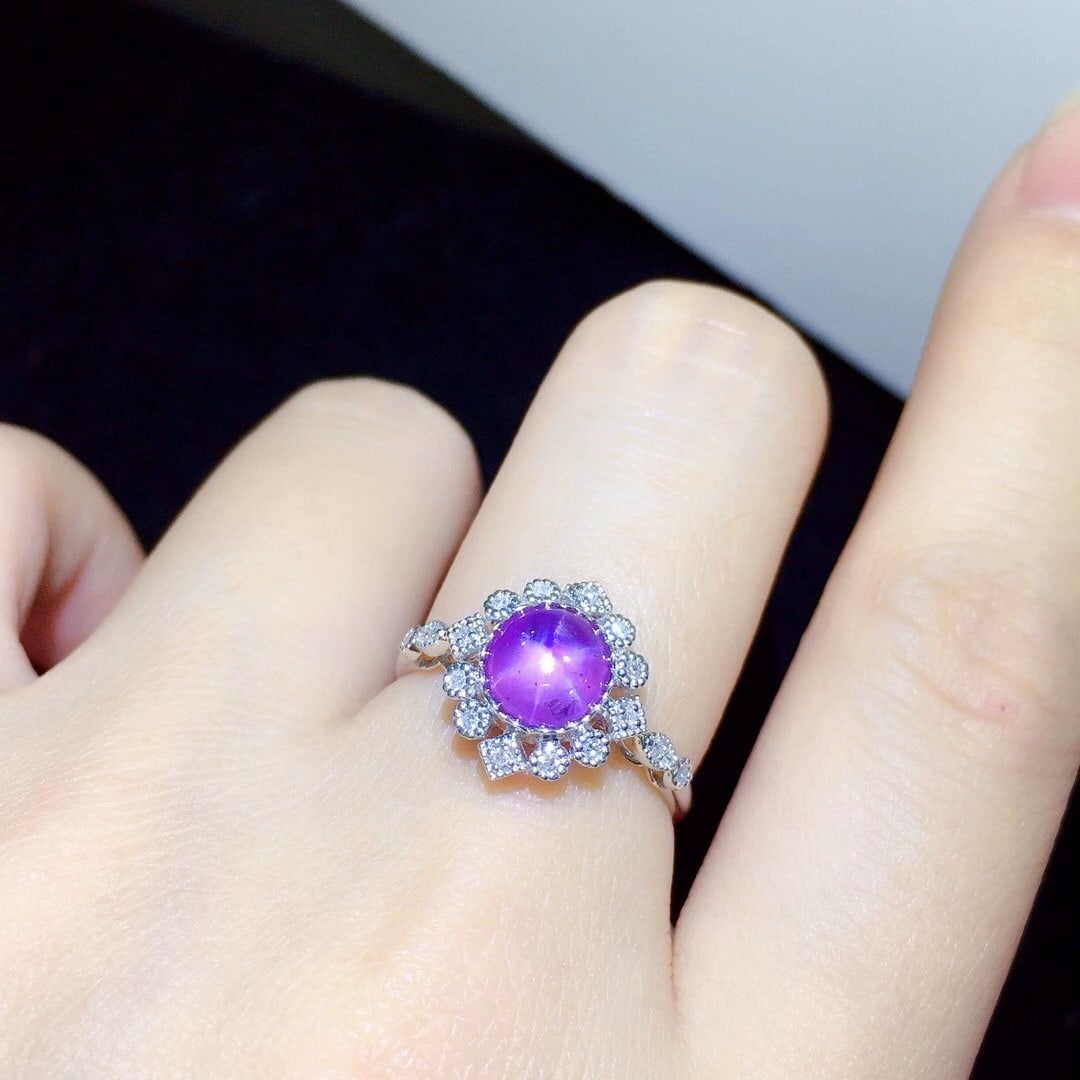 14K GOLD 1.97 CTW NATURAL STAR SAPPHIRE & DIAMOND RING - 3