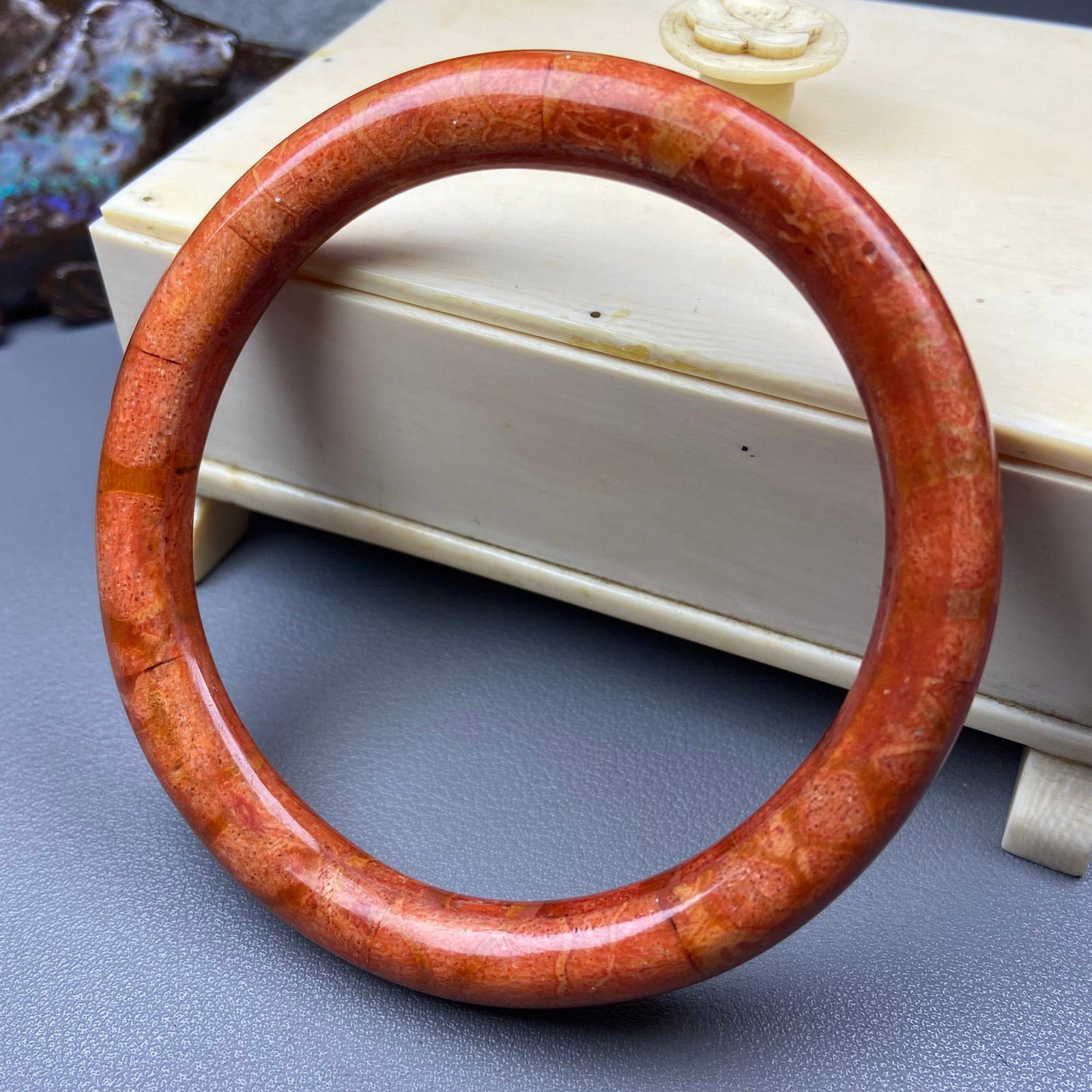 Antique Chinese Fossilized Apple Coral Healing Bracelet - 2