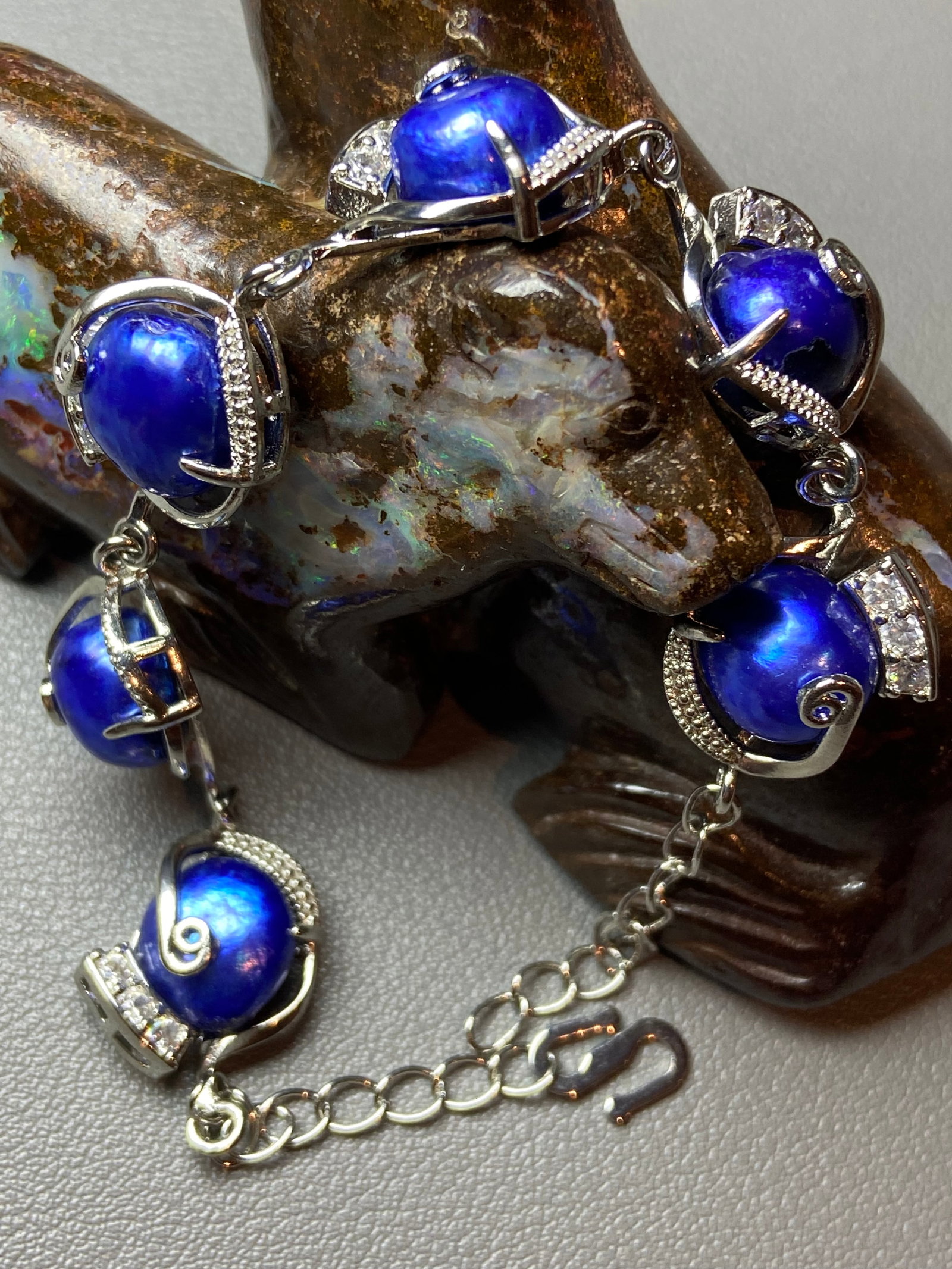 Blue Baroque Pearl silver Bracelet - 2
