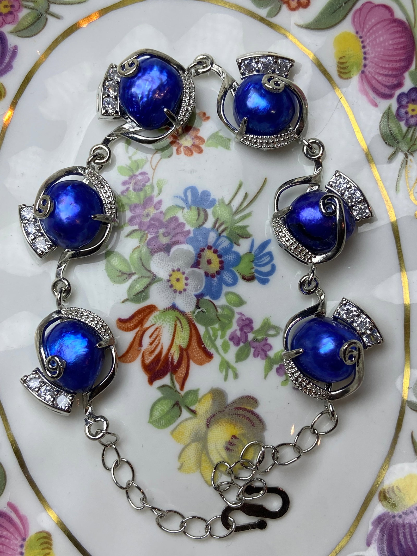 Blue Baroque Pearl silver Bracelet - 5