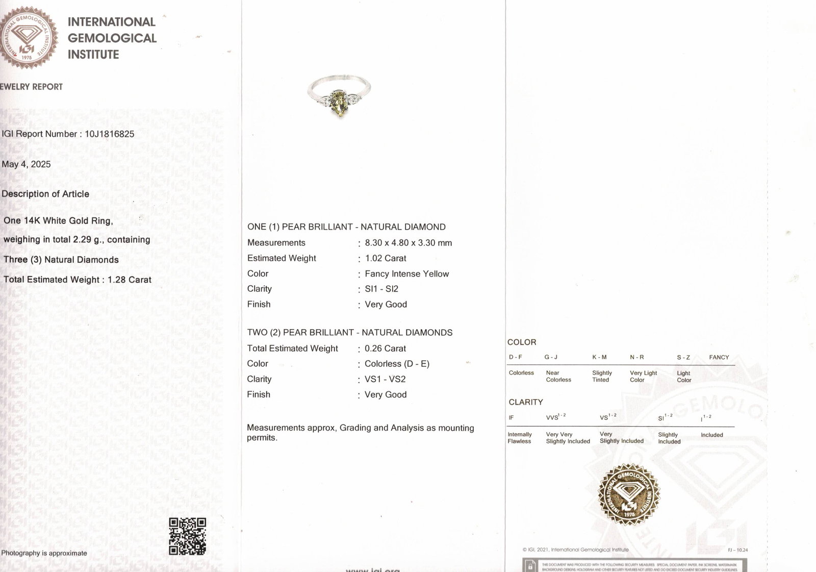 1.28cttw Natural Diamond & Natural Diamond Ring 14K White Gold 2.29 gr - 8