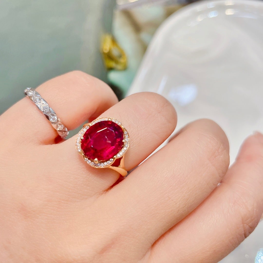 14K GOLD 3.72 CT NATURAL TOURMALINE & DIAMOND RING - 3