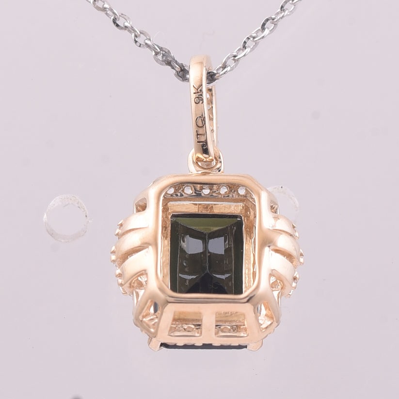 2.07 Ct Octagon Tourmaline 9K Gold Pendant - 3
