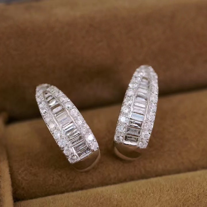 14K GOLD 0.90 CT NATURAL H DIAMOND EARRINGS - 2