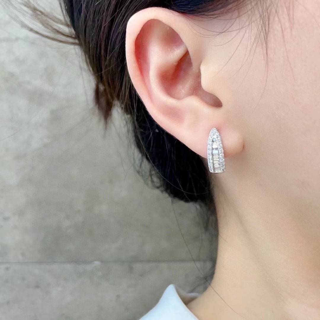 14K GOLD 0.90 CT NATURAL H DIAMOND EARRINGS - 5