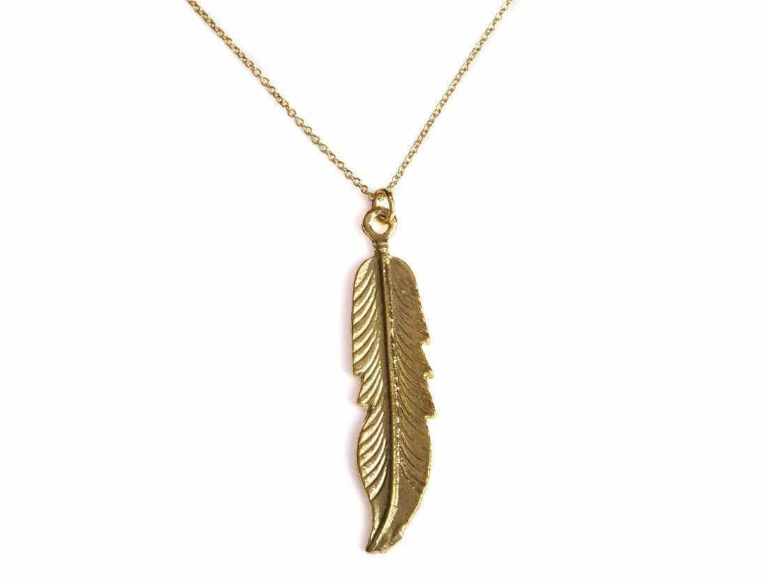 18 kt Gold Vermeil Sterling Silver Feather Charm Necklace Alberto Juan - 2